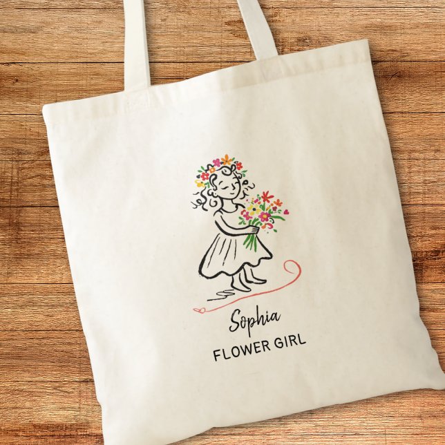 Personlig illustration av blomsterflicka ritad för tygkasse (Skapare uppladdad)