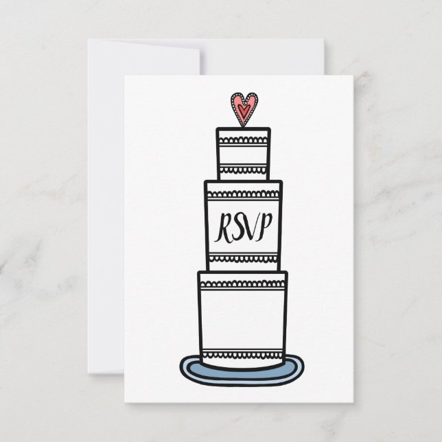 Personlig illustration av bröllopstårta RSVP Inbjudningar (Framsida)