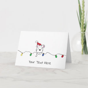 Personlig Illustrerad Mus jul Hälsning Helgkort
