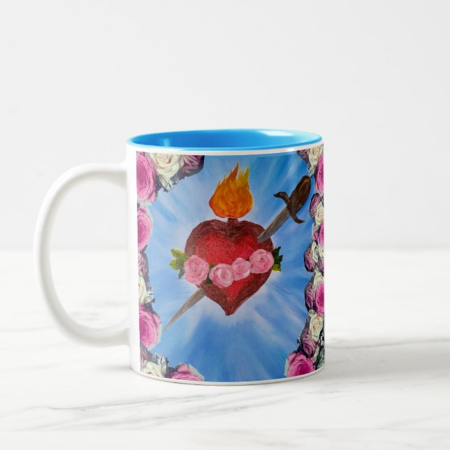 Personlig Immaculate Heart of Mary Två-Tonad Mugg (Vänster)