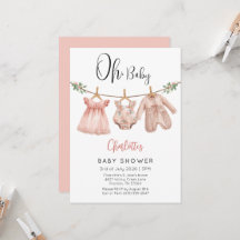Personlig inbjudan till baby shower för flicka