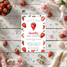 Personlig inbjudan till jordgubbs-baby shower