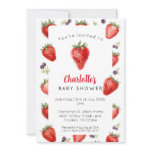 Personlig inbjudan till jordgubbs-baby shower