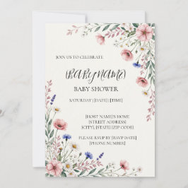 Personlig inbjudan till vildblommababy shower