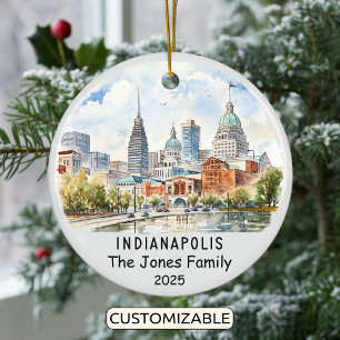 Personlig Indianapolis Ornament, Indiana Julgransprydnad Keramik