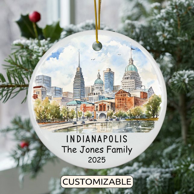 Personlig Indianapolis Ornament, Indiana Julgransprydnad Keramik (Skapare uppladdad)
