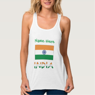 Personlig Indiens Flagga Present Dam Linne Med Racerback