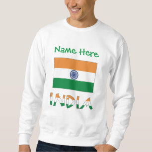 Personlig Indiens Flagga Present Herr Lång Ärmad Tröja