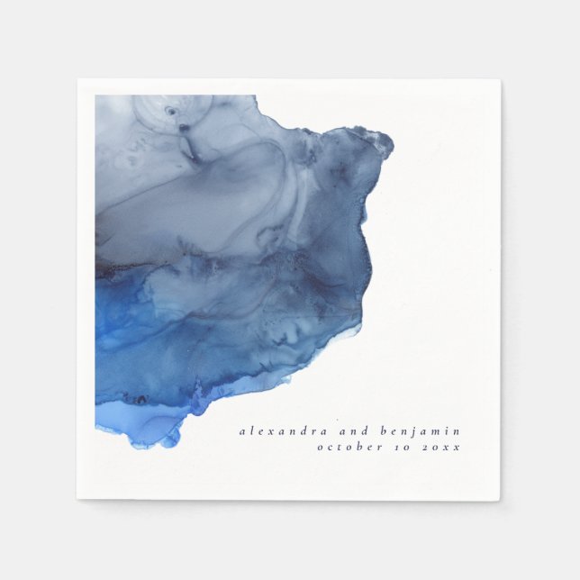 Personlig Indigo Abstrakt Modern för marin  i Bröl Pappersservett (Framsidan)