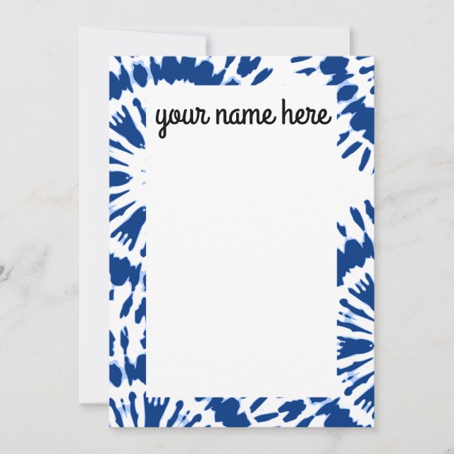 Personlig Indigo Blue Tie Dye Notecards Tack Kort (Framsida)