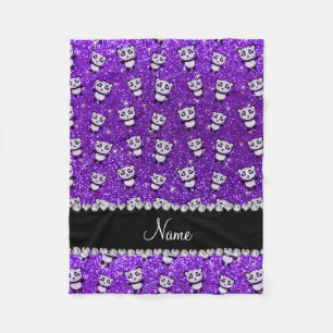 Personlig indigo lila glitter pandabas fleecefilt