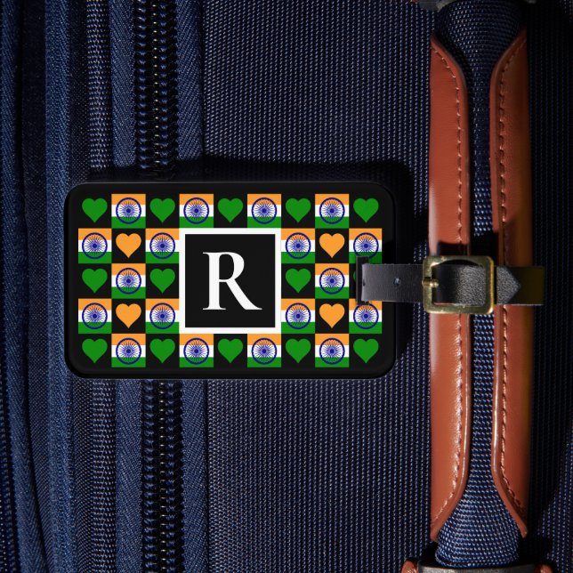 Personlig indisk Flagga Anpassningsbar Text Brev I Bagagebricka (Framsida Insitu 4)