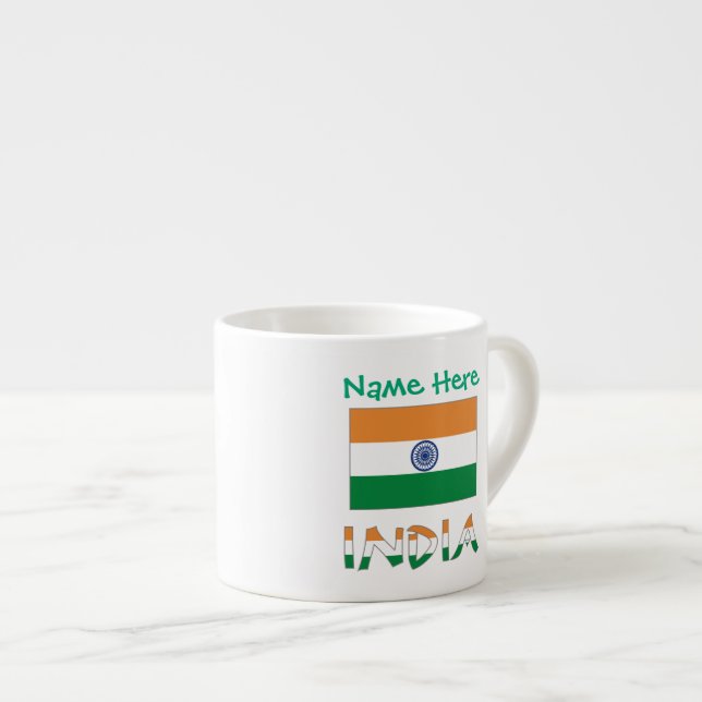 Personlig indisk flagga namn espressomugg (Framsida höger)