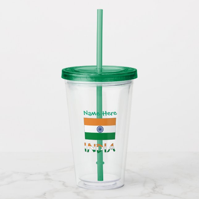 Personlig indisk flagga take away mugg (Framsida)
