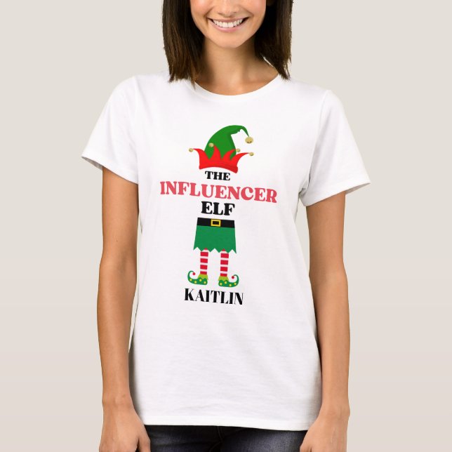 Personlig Influencer Elf T Shirt (Framsida)