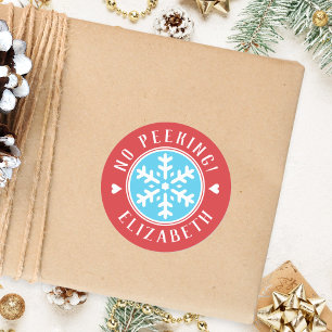 Personlig: Ingen peeking Red jul-gåva Runt Klistermärke