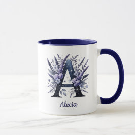 Personlig Initial A Blommig Anpassad Namn Monogram Mugg
