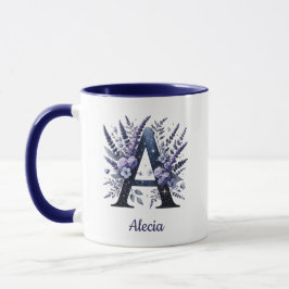 Personlig Initial A Blommig Anpassad Namn Monogram Mugg