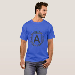 Personlig Initial Blommig Sköld Monogram T-Shirt