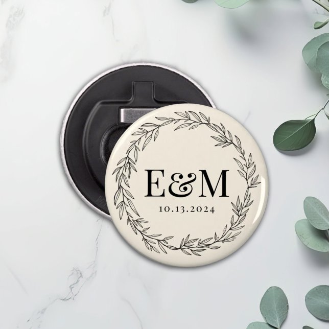 Personlig initial blomsterkrans bröllopspresent flasköppnare (Skapare uppladdad)