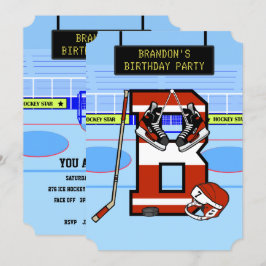 Personlig Initial brev B Ice Hockey Inbjudningar