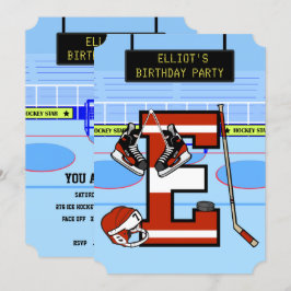 Personlig Initial brev E Ice Hockey Inbjudningar