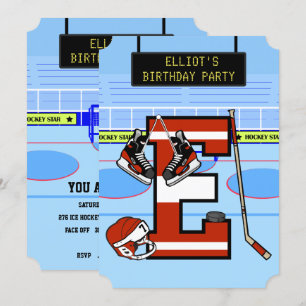 Personlig Initial brev E Ice Hockey Inbjudningar