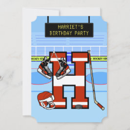Personlig Initial brev H Ice Hockey Inbjudningar