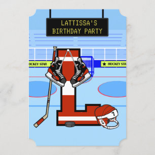 Personlig Initial brev L Ice Hockey Inbjudningar