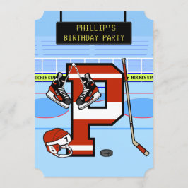 Personlig Initial brev P Ice Hockey Inbjudningar