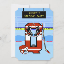 Personlig Initial brev Q Ice Hockey Inbjudningar