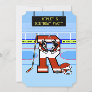 Personlig Initial brev R Ice Hockey Inbjudningar