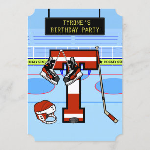 Personlig Initial brev T Ice Hockey Inbjudningar