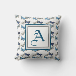 PERSONLIG INITIAL BUTTERFLY PILLOW IN BLUES KUDDE