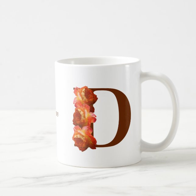 Personlig initial D monogram med orange ros Kaffemugg (Höger)