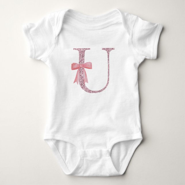 Personlig Initial Flicka ’U’ T Shirt (Framsida)