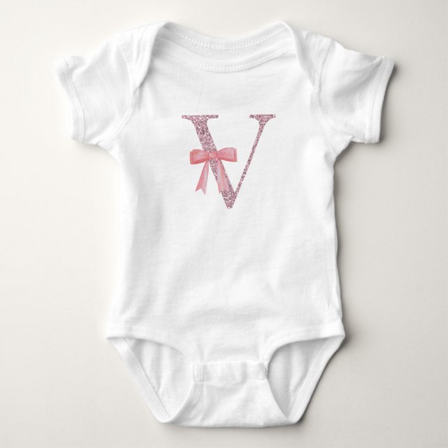 Personlig Initial Flicka ’V’ T Shirt (Framsida)