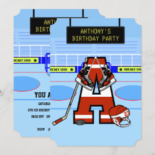 Personlig Initial Ice Hockey Inbjudningar