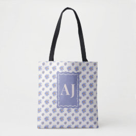 Personlig initial lila asterblomma totesax tygkasse