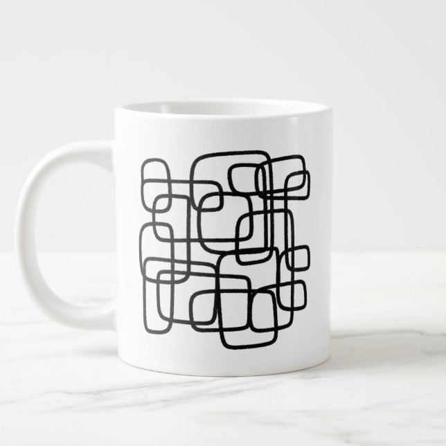 Personlig Initial Minimalistisk Abstrakt Linjekons Jumbo Mugg (Vänster)