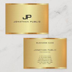 Personlig Initial Monogram Elegant Faux Guld Visitkort