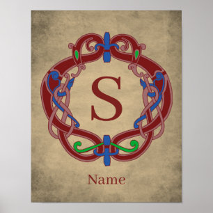 Personlig initial monogram i keltisk design poster