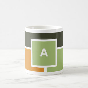 Personlig Initial Mugg - Modern Färg-blocket Desi