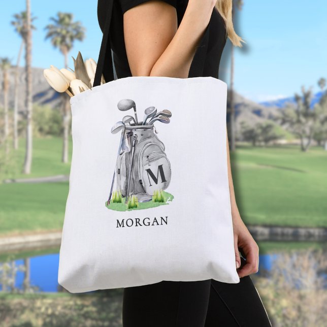 Personlig Initial Namn Monogram Golf Tygkasse (Personalized Initial Name Monogram Golf Tote Bag)