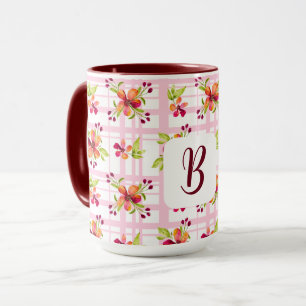 Personlig Initial på Red Berry Blooms Play Mugg