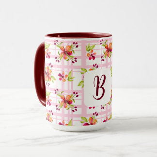 Personlig Initial på Red Berry Blooms Play Mugg