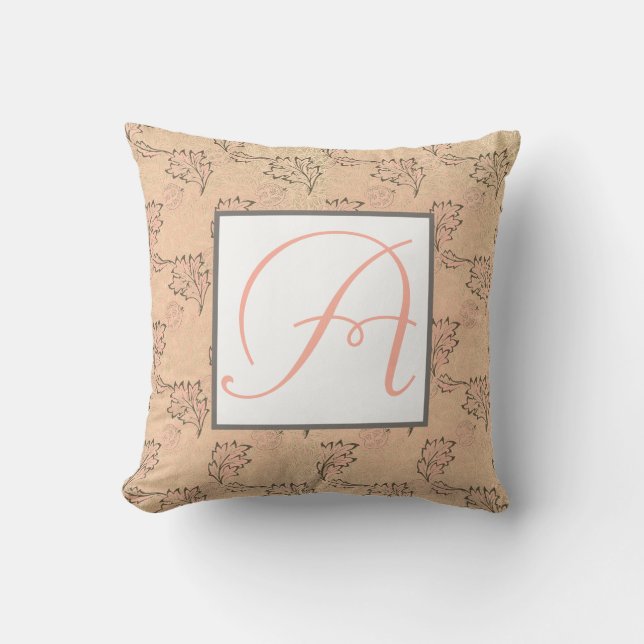 PERSONLIG INITIAL ROSA PILLOW MED JAPANESE BIRD KUDDE (Framsida)