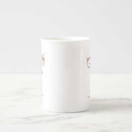 Personlig Initial T Guld Blommig Monogram Förnamns Benporslin Mugg