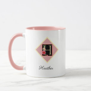 Personlig initial vintage ros "H" mugg
