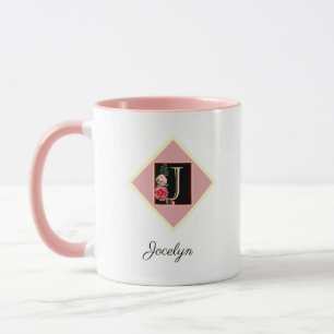 Personlig initial vintage rosor "J" mugg